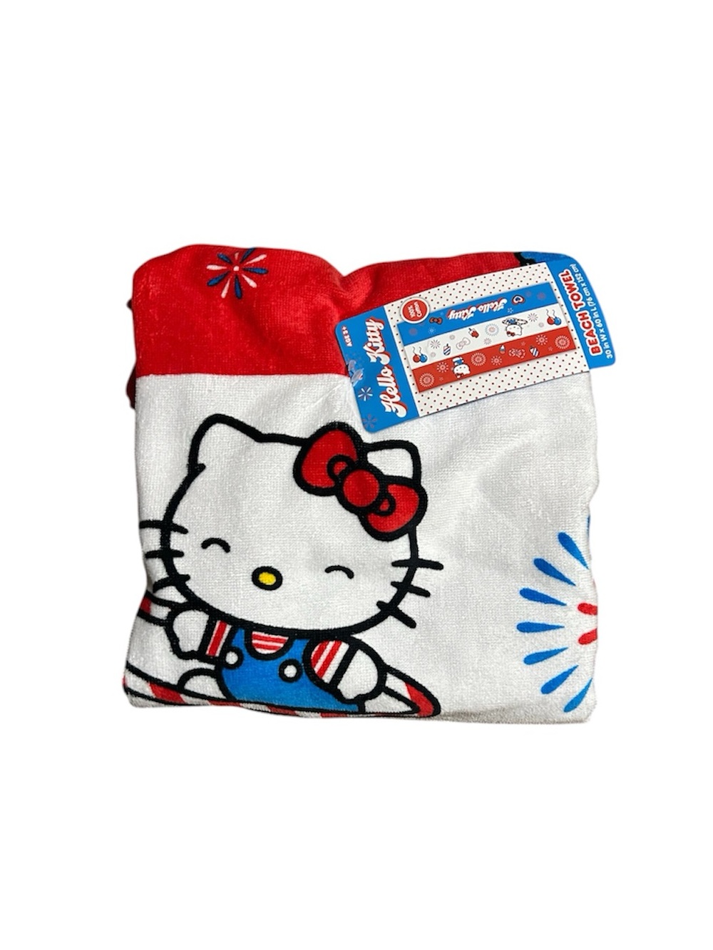 Hello Kitty Red, White & Blue Beach Towel with Character Stripes
